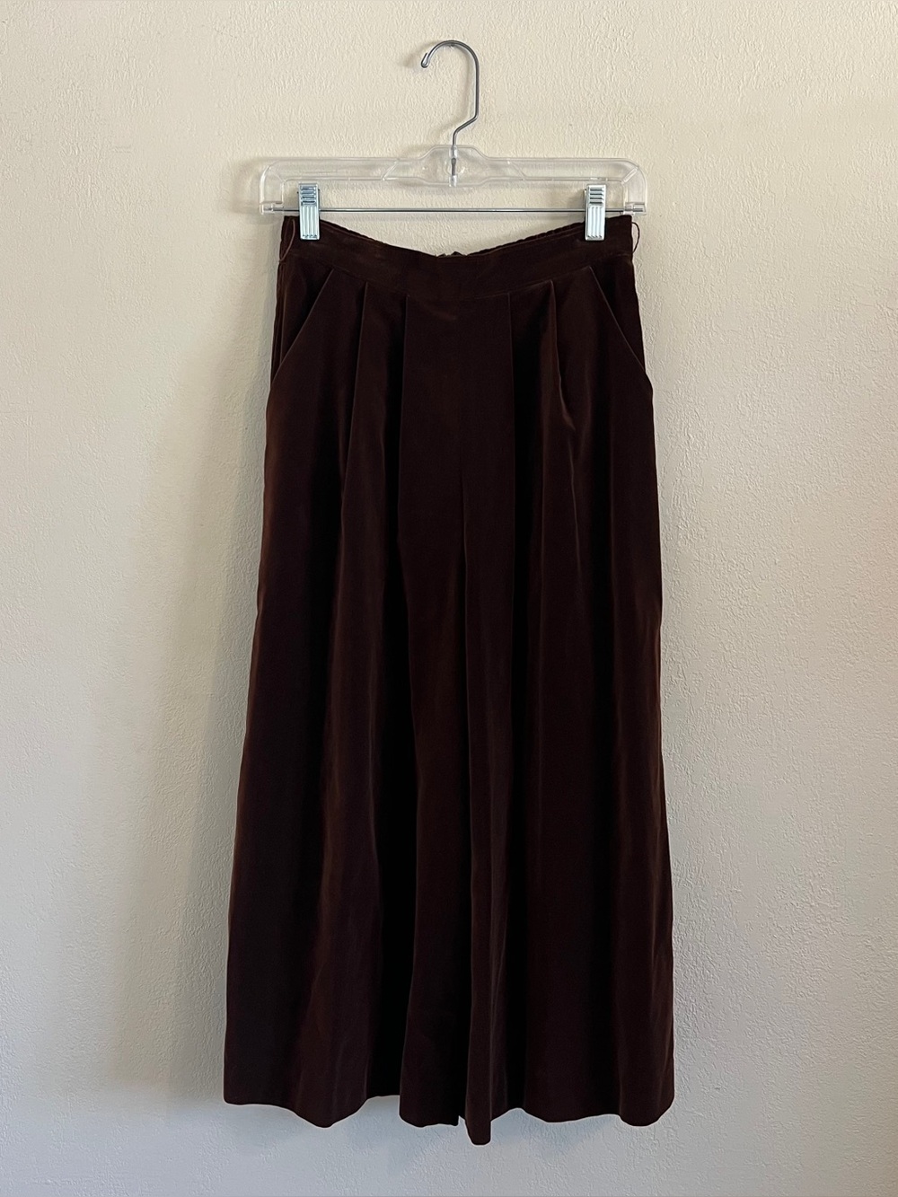 Vintage Brown Velvet Wide Leg Cropped Pant - Picture 2 of 14